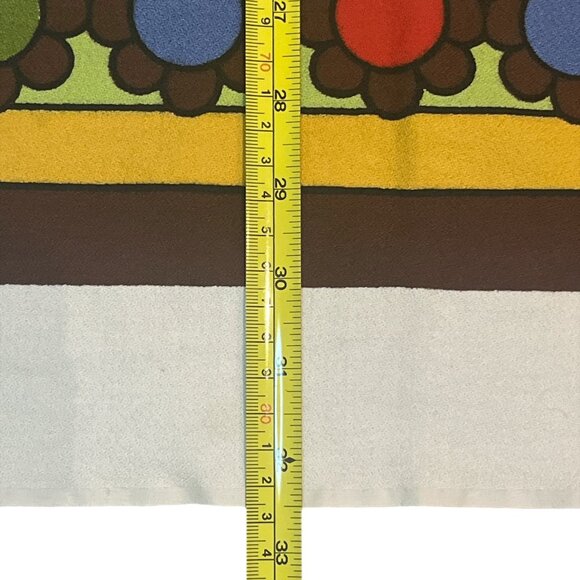 RETRO Small 32.5" Square Tablecloth Stylized Flowers Geometric Circles - Picture 5 of 6
